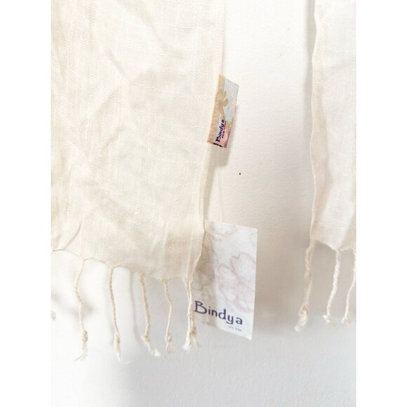 New Bindya NY Ivory Boho Fashion Scarf Sheer Mesh Tassel Fringe Wrap‎ 25”x72” - Picture 3 of 8